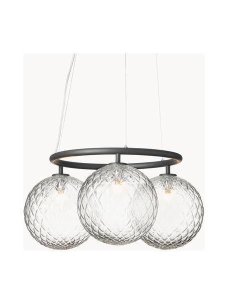 Hanglamp met glazen bollen Miira, Antraciet, transparant, Ø 54 x H 25 cm