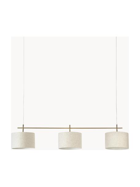 Lampada a sospensione grande Liara, Paralume: tessuto in lino (55% lino, Struttura: metallo spazzolato, Baldacchino: metallo spazzolato, Beige chiaro, dorato, Larg. 140 x Alt. 18 cm