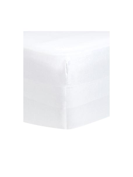 Drap-housse en satin de coton blanc pour sommier tapissier Comfort, Blanc, 90 x 200 cm