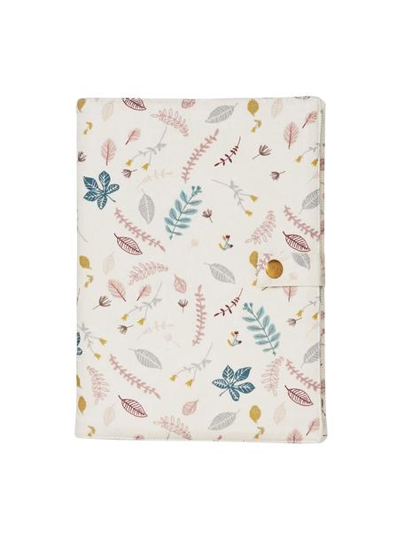 Obal na knihu z organické bavlny Pressed Leaves, 100% organická bavlna, certifikováno OCS, Krémově bílá, více barev, vzor, Š 15 cm, V 21 cm