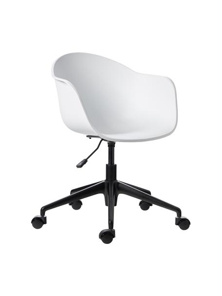 Schreibtischstuhl Claire in Weiß, Sitzfläche: 65 % Polypropylen, 35 % G, Beine: Metall, pulverbeschichtet, Rollen: Kunststoff, Weiß, B 66 x T 60 cm