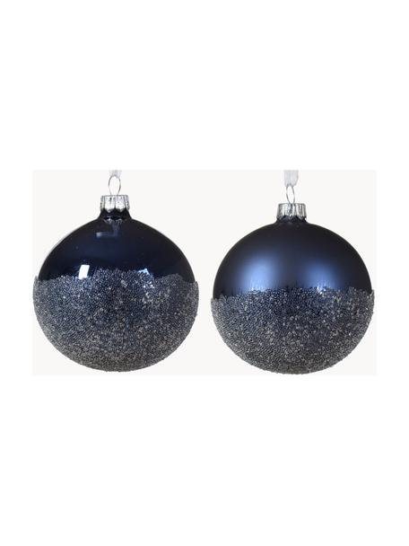 Set de bolas de Navidad Flossy, 6 uds., Vidrio, Azul oscuro, Ø 8 cm