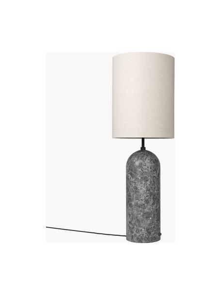 Kleine dimmbare Stehlampe Gravity mit Marmorfuss, Lampenschirm: Stoff, Hellbeige, Dunkelgrau marmoriert, H 130 cm