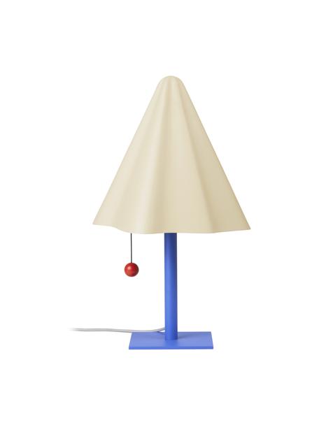 Lampada da tavolo di design Skirt, Paralume: acciaio, verniciato a pol, Base della lampada: acciaio, verniciato a pol, Bianco crema, blu, Ø 30 x Alt. 51 cm
