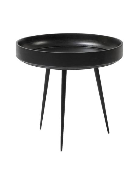 Stolik pomocniczy z drewna mangowego Bowl Table, Blat: drewno mangowe lakierowan, Nogi: stal malowana proszkowo, Drewno mangowe lakierowane na czarno, Ø 40 x 38 cm