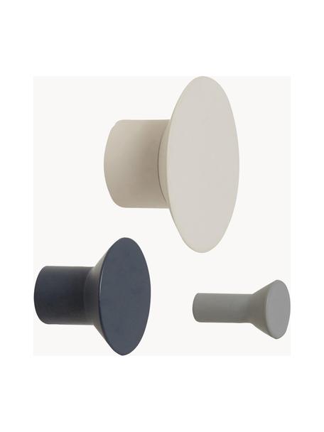 Set 3 ganci appendiabiti in metallo Spot, Metallo rivestito, Antracite, grigio, bianco sporco, Set in varie misure