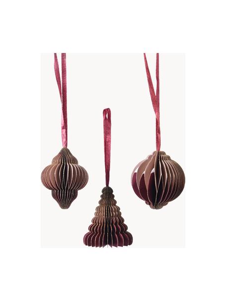 Weihnachtsfiguren Wish aus Papierstoff, 3er-Set, Papierstoff, Rosa, B 8 x H 8 cm