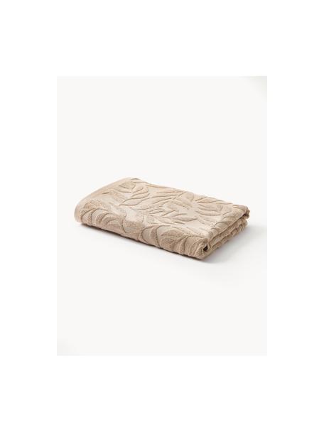 Serviette de toilette en coton Leaf, tailles variées, Beige, Drap de douche, larg. 70 x long. 140 cm