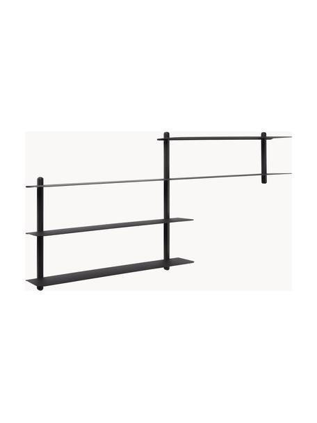 Estante de pared Nivo, Estantes: acero recubierto, Estructura: madera de fresno, Negro, An 118 x Al 59 cm