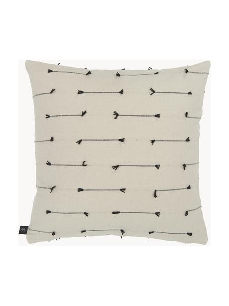 Housse de coussin 50x50 pur coton Ransvik, 100 % coton, Beige, noir, larg. 50 x long. 50 cm