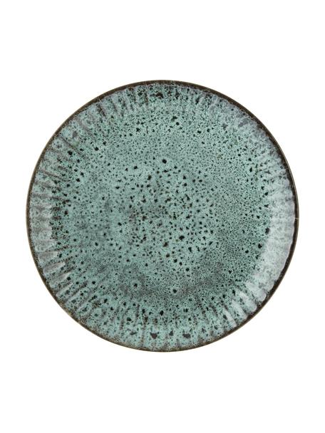 Platos postre de gres Vingo, 2 uds., Gres, Verde azulado, negro, Ø 22 cm