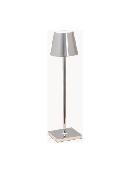 Prenosná stolová LED lampa Poldina, Odtiene striebornej, lesklá, Ø 7 x V 27 cm