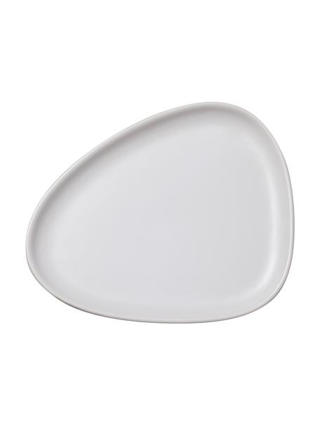 Piatto colazione fatto a mano Monaco 4 pz, Gres, Bianco, Larg. 19 x Lung. 22 cm