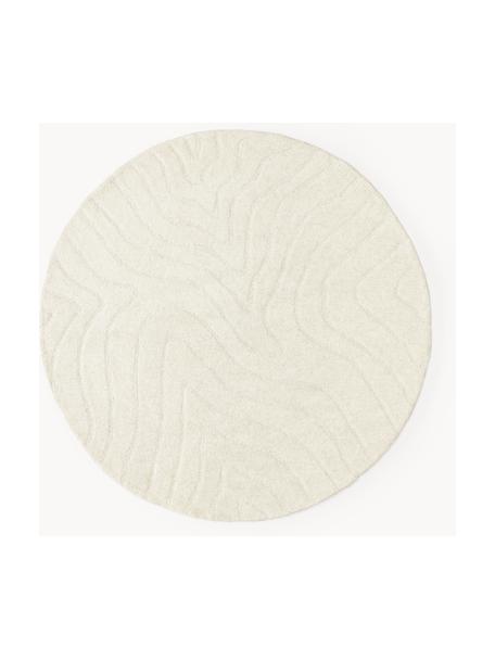 Tapis rond en laine tuftée main Aaron, Blanc crème, Ø 120 cm (taille S)