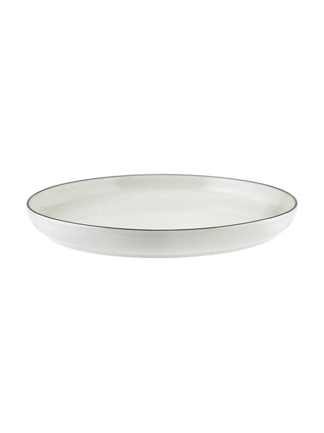 Porseleinen dinerborden Facile Ø 25 cm met zwarte rand, 2 stuks, Hoogwaardig hard porselein (ca. 50% kaolien, 25% kwarts en 25% veldspaat), Crèmewit, Ø 25 x H 3 cm
