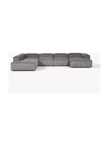 Sofá rinconera modular de pana Lennon, Tapizado: pana (92% poliéster, 8% p, Estructura: madera de pino maciza, ma, Patas: plástico, Pana gris claro, An 418 x F 269 cm, chaise longue izquierda