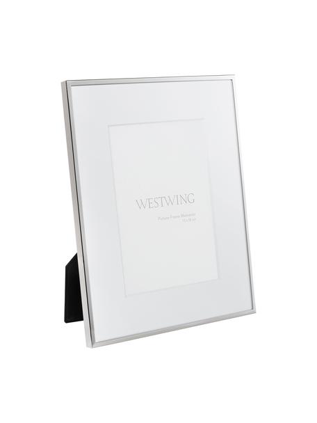 Bilderrahmen Memento mit Passepartout, Rahmen: Metall, vernickelt, Front: Glas, spiegelnd, Silberfarben, B 13 x H 18 cm