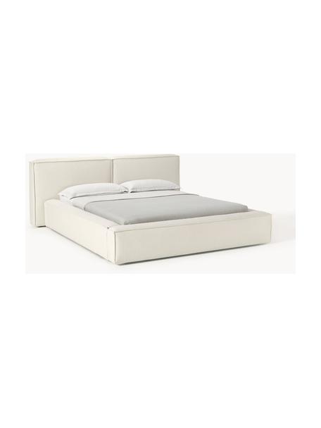 Cama tapizada Lennon, con espacio de almacenamiento, Tapizado: 100% poliéster Alta resis, Estructura: madera de pino maciza con, Patas: madera con certificado FS, Tejido blanco Off White, An 160 x L 200 cm