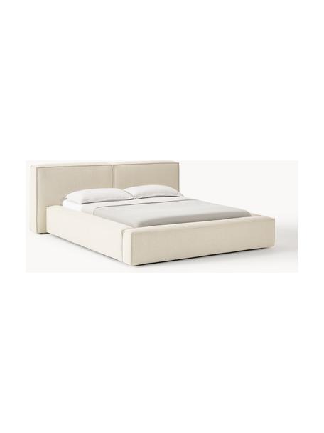 Cama tapizada Lennon, con espacio de almacenamiento, Tapizado: 100% poliéster Alta resis, Estructura: madera de pino maciza, ma, Patas: madera, plástico Este pro, Tejido blanco Off White, An 228 x L 243 cm (colchón 160 x 200 cm)