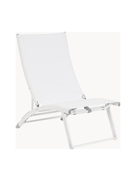 Tumbona de altura regulable para exterior Taylor, plegable, Asiento: poliéster, Estructura: aluminio con pintura en p, Ruedas: plástico, Blanco, An 53 x L 111 cm