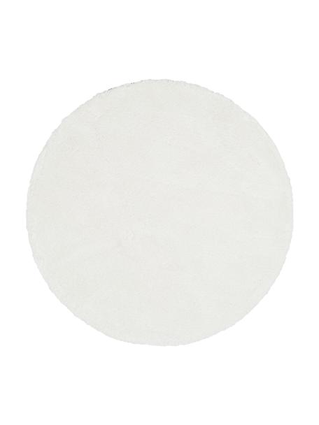 Fluffy rond hoogpolig vloerkleed Leighton, Onderzijde: 70% polyester, 30% katoen, Crèmewit, Ø 120 cm (maat S)