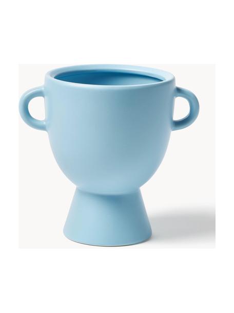 Macetero de gres Palmina, Cerámica de gres, Azul claro, An 19 x Al 20 cm
