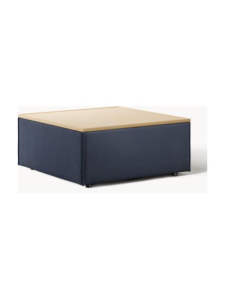 Sofa-Hocker Lennon mit Stauraum, Bezug: 100 % Polyester Der strap, Tablett: Eichenholz, Spannplatte m, Gestell: Spanplatte, mitteldichte , Füße: Kunststoff Dieses Produkt, Webstoff Dunkelblau, helles Eichenholz, B 88 x T 88 cm