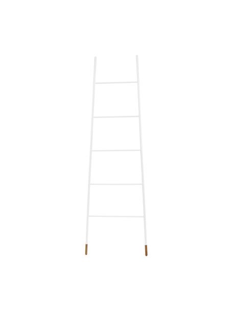 Handdoekladder Rack Ladder in wit, Poten: natuurlijk gelakt rubberh, Wit, 54 x 175 cm