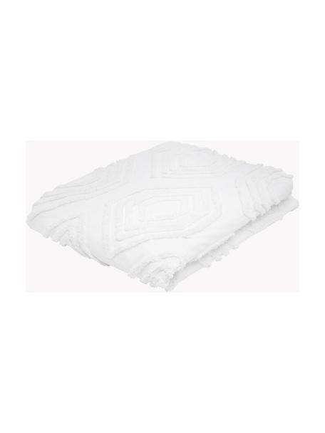 Přehoz s všívaným vzorem Faye, 100 % bavlna, Bílá, Š 160 cm, D 200 cm (pro postele s rozměry až 120 x 200 cm)