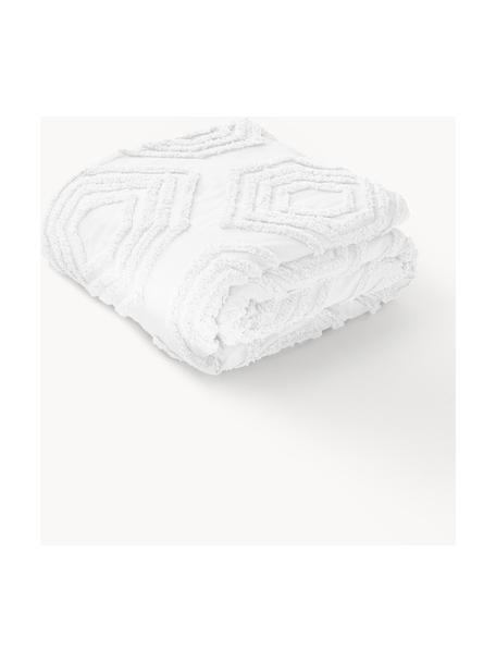 Couvre-lit à motifs tuftés Faye, 100 % coton, Blanc, larg. 160 x long. 200 cm (pour lits jusqu'à 120 x 200)