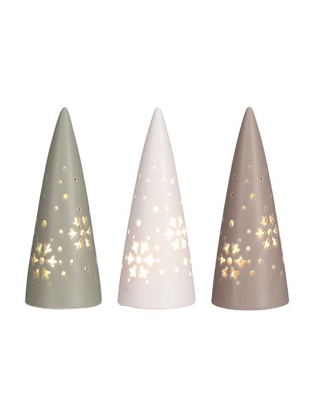Komplet dekoracji świetlnych LED zasilanych na baterie Lora, 3 elem., Porcelana, Biały, brązowy, zielony, Ø 8 x W 21 cm