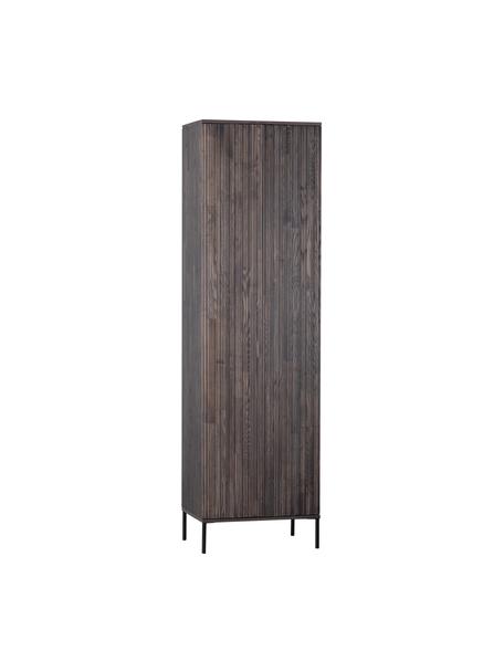 Armario de madera de fresno Avourio, 2 puertas, Estructura: madera de fresno con cert, Patas: metal recubierto, Marrón oscuro, An 60 x Al 210 cm