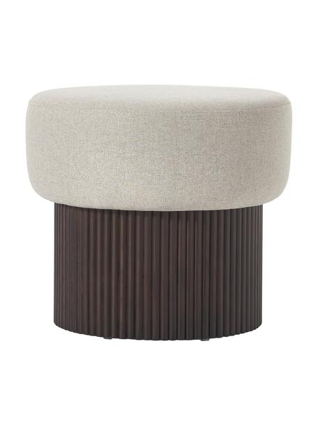 Puf Nala, con espacio de almacenamiento, Tapizado: 100% poliéster, Estructura: madera con certificado FS, Tejido beige, madera oscura, Ø 50 x Al 44 cm