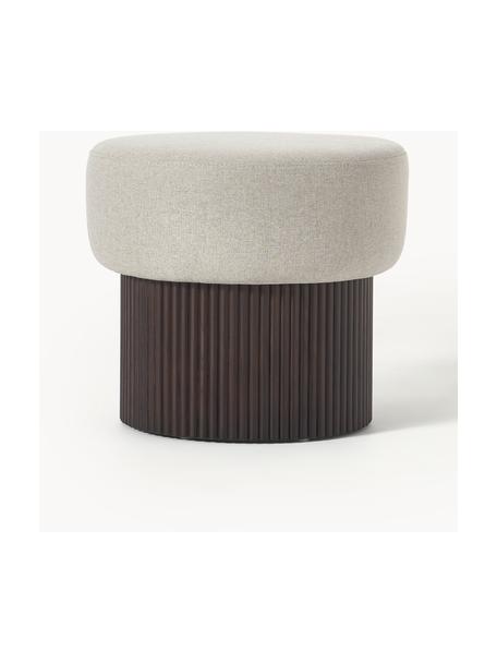 Puf Nala, con espacio de almacenamiento, Tapizado: 100% poliéster, Estructura: madera con certificado FS, Tejido beige, madera oscura, Ø 50 x Al 44 cm