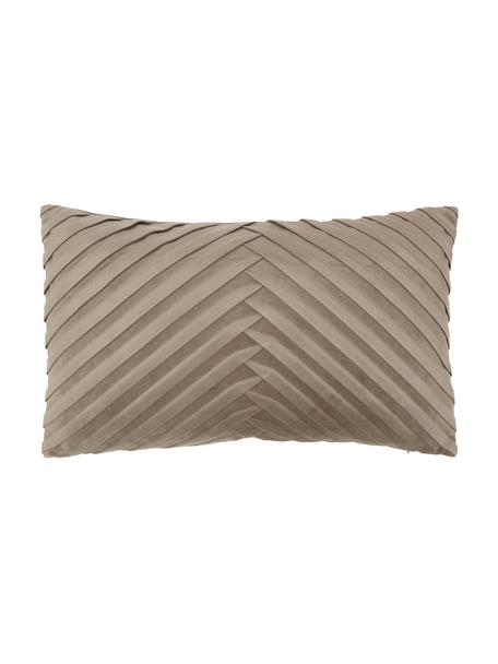 Housse de coussin en velours beige Lucie, 100 % velours de polyester, Beige, larg. 30 x long. 50 cm