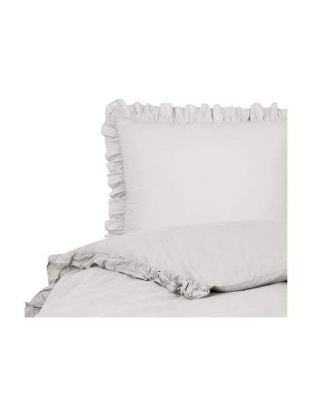 Bavlnená posteľná bielizeň s vypraným efektom a volánmi Florence, Svetlosivá, 155 x 220 cm + 1 vankúš 80 x 80 cm