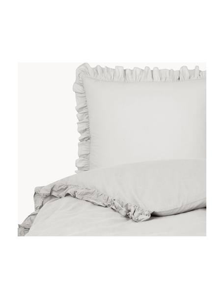 Bavlnená posteľná bielizeň s vypraným efektom a volánmi Florence, Svetlosivá, 155 x 220 cm + 1 vankúš 80 x 80 cm