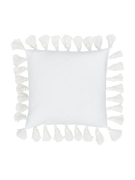 Kissenhülle Shylo in Weiß mit Quasten, 100% Baumwolle, Weiß, 40 x 40 cm