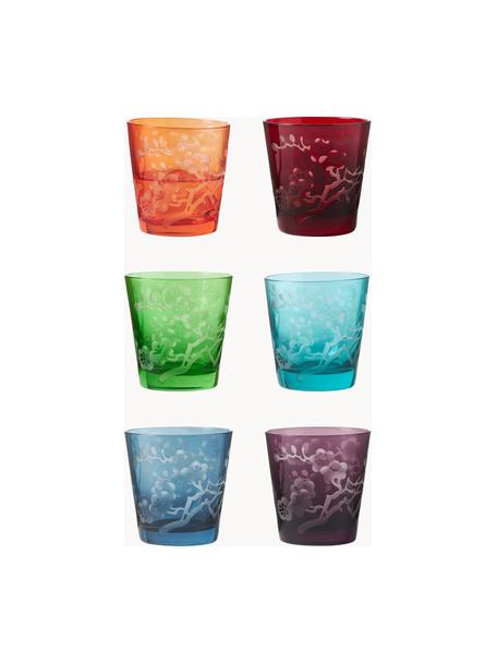 Verres à eau Blossom, 6 élém., Verre, Multicolore, Ø 8 x haut. 9 cm