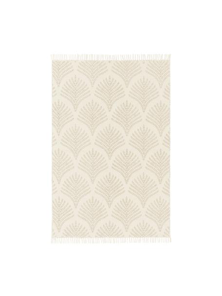 Flachgewebter Baumwollteppich Klara in Beige/Taupe mit Fransenabschluss, Beige, B 50 x L 80 cm (Größe XXS)
