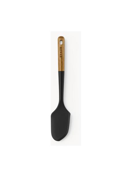 Spatola con manico in legno d'acacia Cook, Silicone, legno d'acacia, Nero, legno scuro, Lung. 30 cm