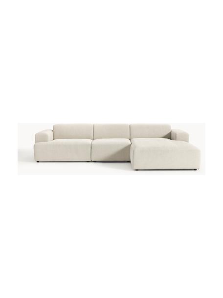 Ecksofa Melva (4-Sitzer), Bezug: 100 % Polyester Der strap, Gestell: Massives Kiefern- und Fic, Füße: Kunststoff Dieses Produkt, Webstoff Hellbeige, B 319 x T 195 cm, Eckteil rechts