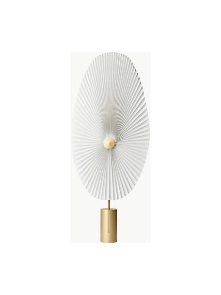 Kleine dimmbare LED-Stehlampe Liris, Lampenschirm: PVC-Folie mit Baumwollgew, Weiss, Goldfarben, H 118 cm