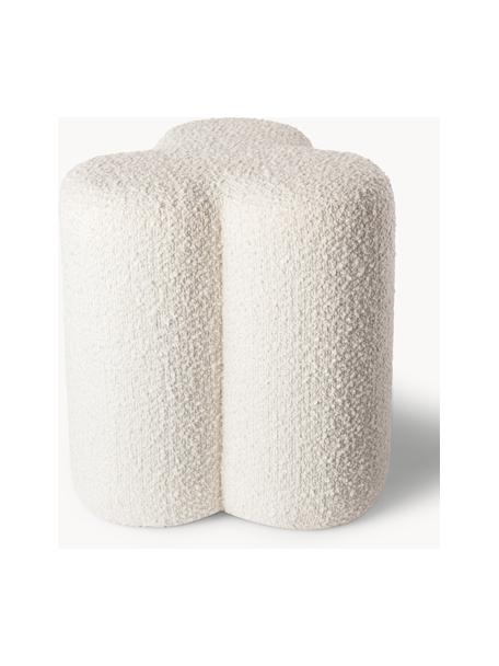 Bouclé poef Clover, Bekleding: bouclé (97 % Polyester, 3, Frame: hout, Bouclé Off White, Ø 37 x H 45 cm