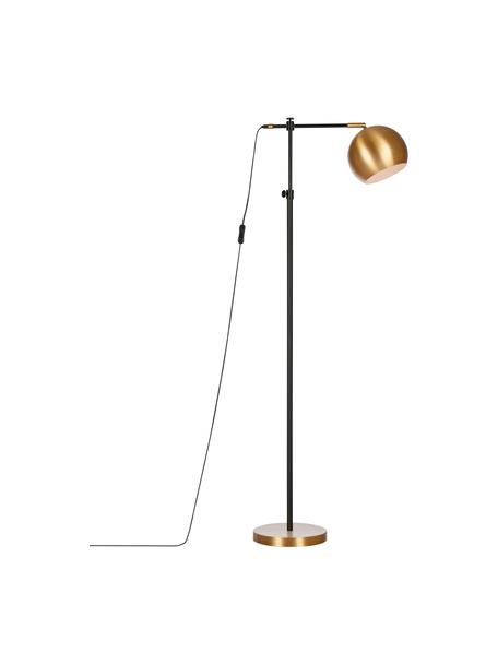 Kleine leeslamp Chester van metaal, Frame: gelakt messing, Lampvoet: messing, Bronskleurig, zwart, D 61 x H 122 cm