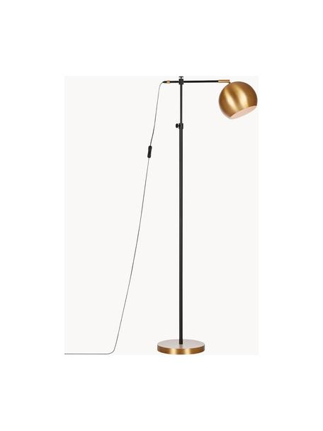 Kleine leeslamp Chester van metaal, Frame: gelakt messing, Lampvoet: messing, Messing, zwart, H 122 cm