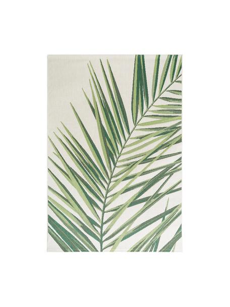 In- & outdoor vloerkleed Capri Palm met palmbladmotief, 100% polypropyleen, Groen, beige, B 80 x L 150 cm (maat XS)