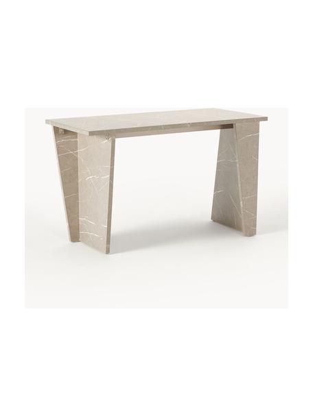 Mesa con base de mármol travertino y borriquetas de madera macizas