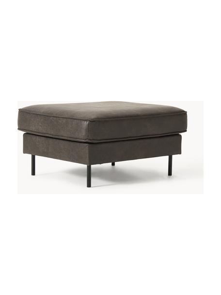 Sofa-Hocker Hunter aus recyceltem Leder, Bezug: 70% recyceltes Leder, 30%, Gestell: Massives Kiefernholz, hoc, Füße: Metall, pulverbeschichtet, Leder Anthrazit, B 85 x T 70 cm