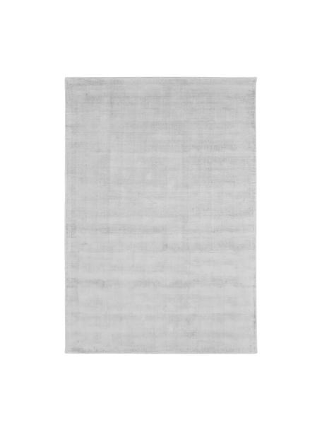 Tappeto in viscosa color grigio argento tessuto a mano Jane, Retro: 100% cotone, Grigio argento, Larg. 90 x Lung. 150 cm (taglia XS)